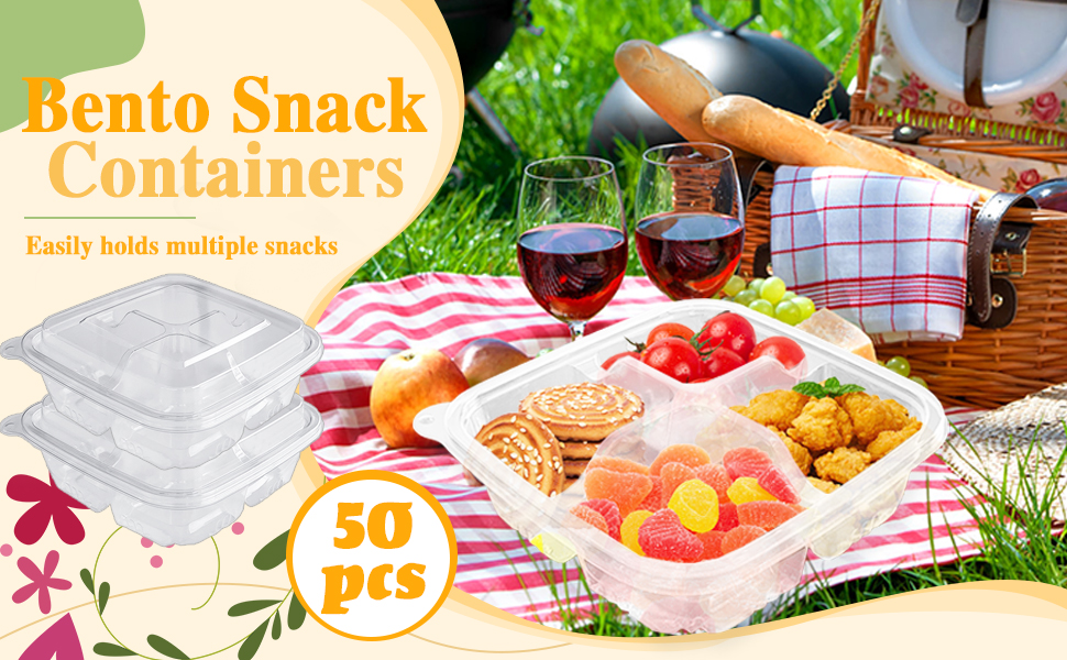 50 Pcs Bento Snack Containers1