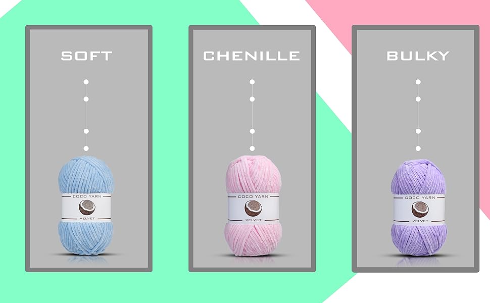 Velvet Yarn for Crocheting CocoYarn Chenille Chunky