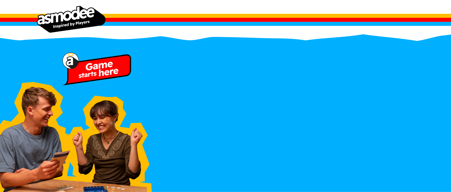 Promotional banner with bright blue background showing cartoon-style illustration of two people gesturing. Text includes 'esmoke' at top with rainbow stripe accent.