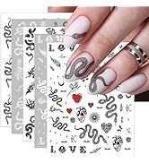 5 Sheets Snake Nail Art Stickers 3D Self-Adhesive Animal Nail Sticker Cartoon Snake Design Nail D...