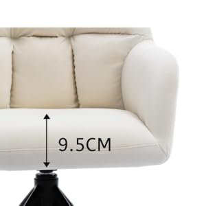 Desk Chair Modern Swivel Task Chair Without Wheels For Bedroom Home Office, Velvet, White 14 1