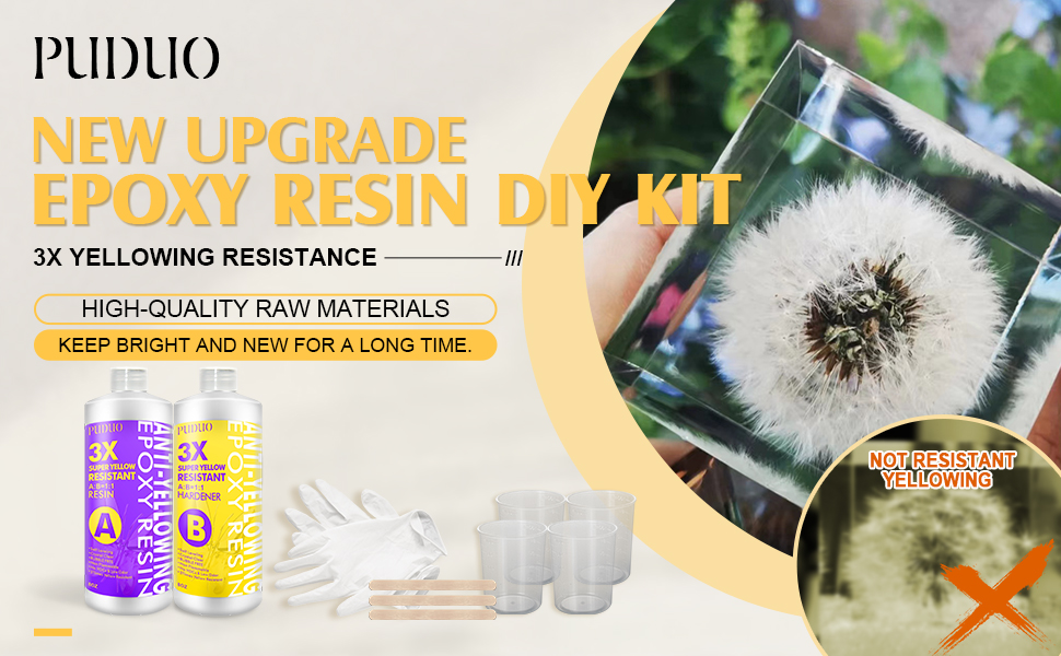 Puduo Resin Epoxy Kit 16OZ, Crystal Clear Epoxy Resin with