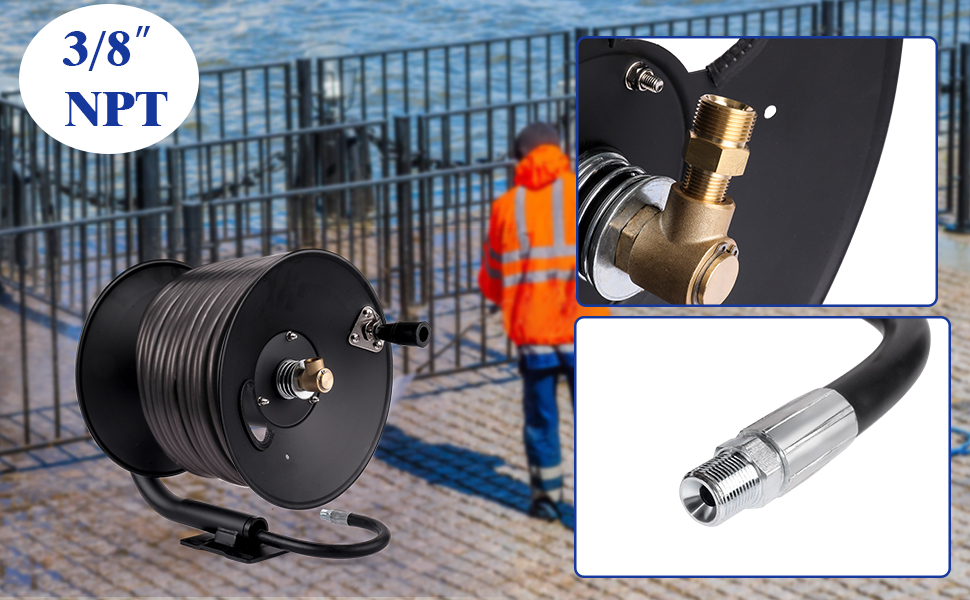 Pressure Washer Hose Reel, 150ft Heavy Duty Steel Manual Crank Power Washer Hose