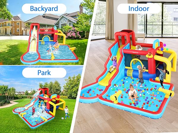 Kids Pools For Backyard HONEY JOY Inflatable Water Slide, Giant
