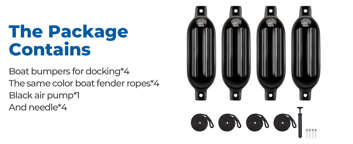 KEMIMOTO Boat Fenders Boat Bumpers for 1535ft Boat, 4 Pack Inflatable