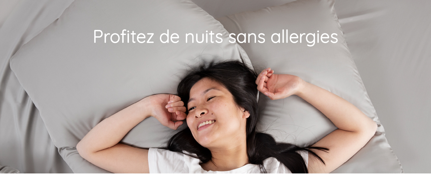 une femme se réveille dans un drap fraicheur après une bonne nuit de sommeil