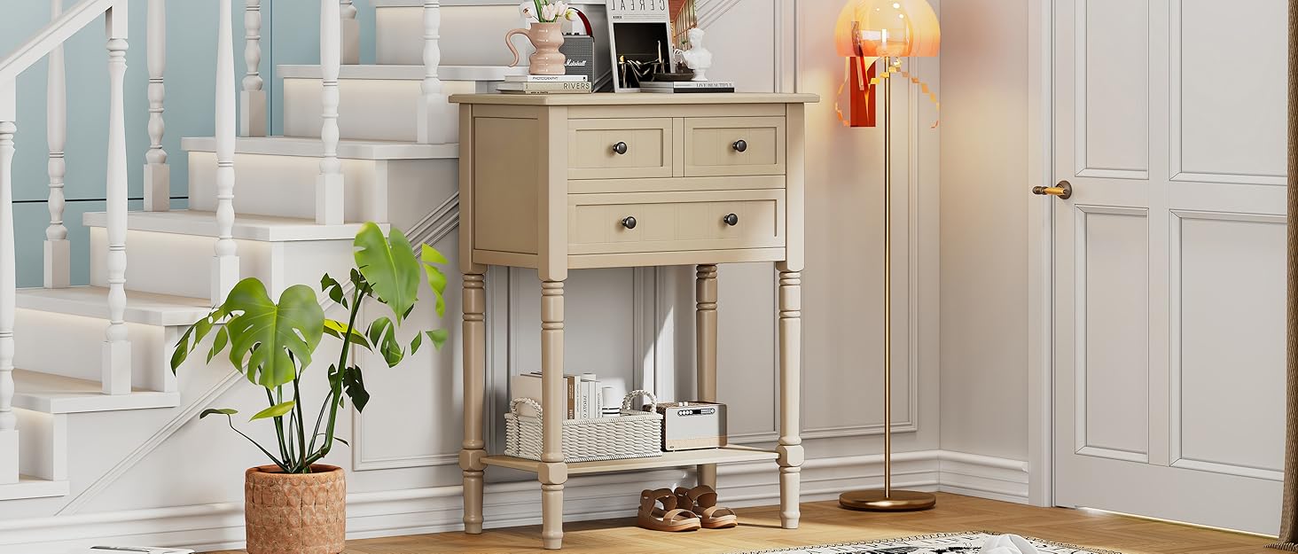 Merax Console Table 52" with 3 Drawers and Open Bottom