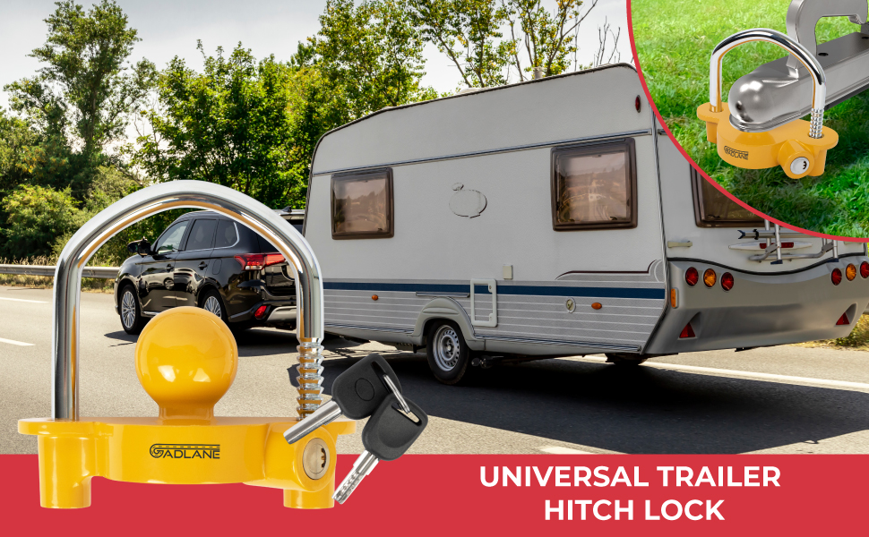GADLANE Universal Trailer Hitch Lock Robust Caravan Hitch Lock with 6