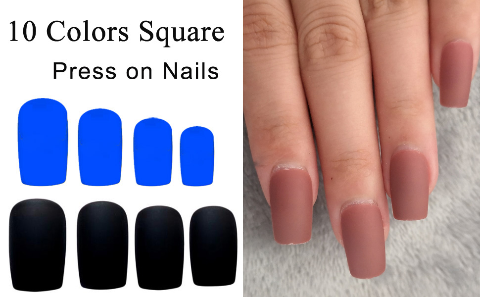 short press on nails square