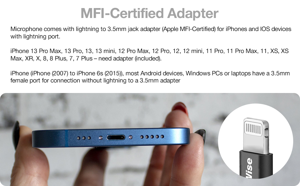 Professional Grade Lavalier Microphone with Adapter Compatible with