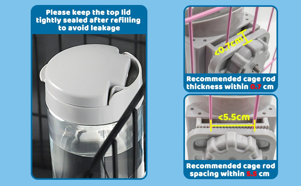 TOKAYIFE Pet Water Bottle [14mm nozzle, 680ml] Hanging Cage Crate Water