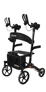 So Lite Glide Rollator reduces pressure with wide seat, adjustable backrest.