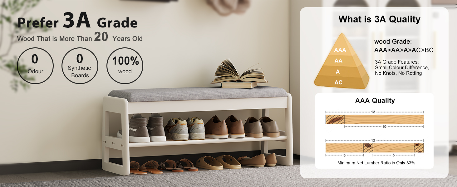 Shoe Rack Bench, Flip-Top Shoe Storage Bench with Cushion
