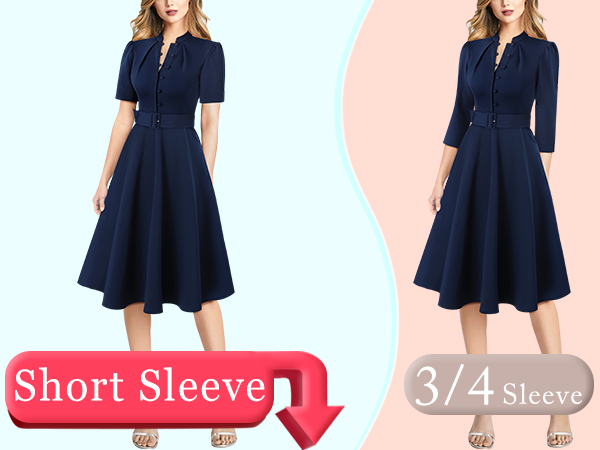VFSHOW Womens 2024 Winter Work Business Dresses Pockets Midi