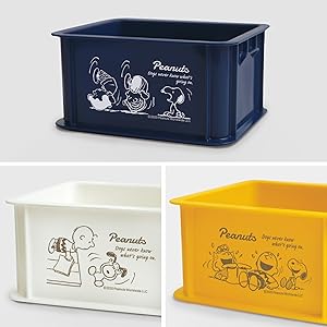 Amazon｜錦化成 スヌーピー ミニコンテナ 3P ホワイト ネイビー