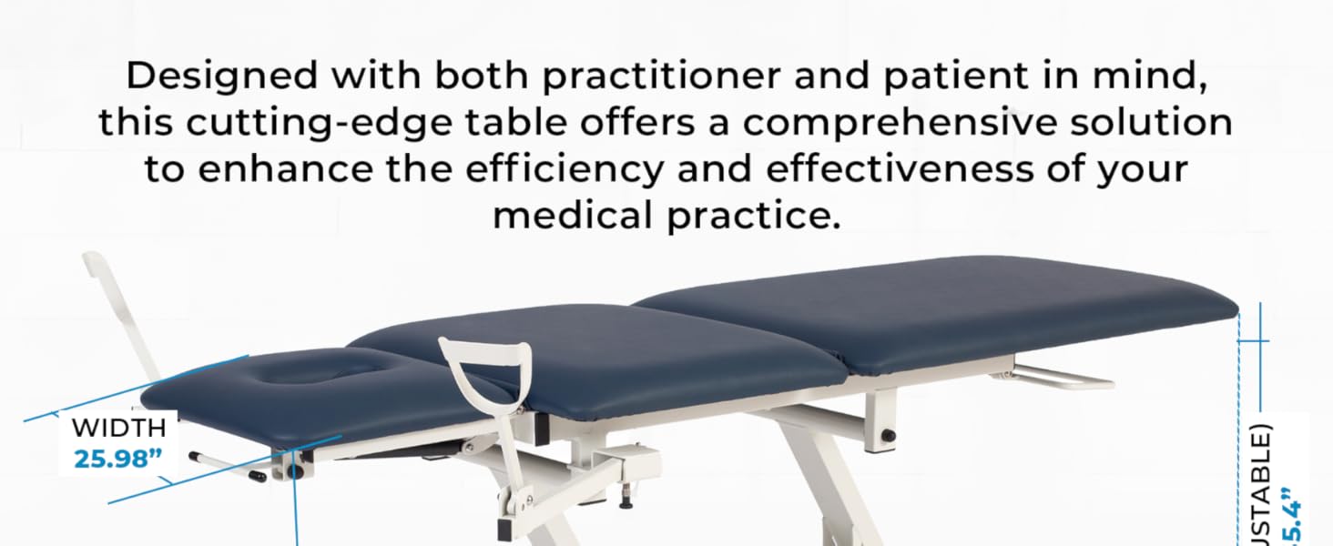 dimensions of the vivacomfort power exam table
