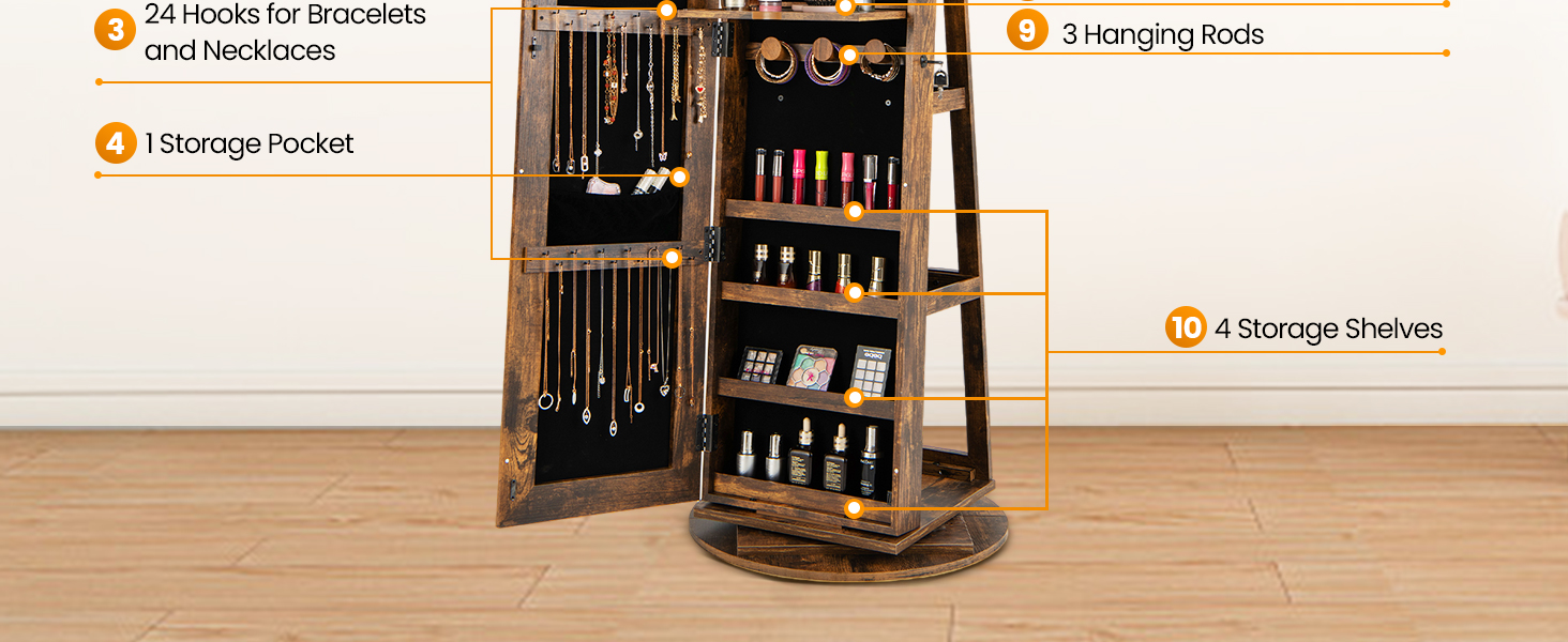 mirror with jewelry storage