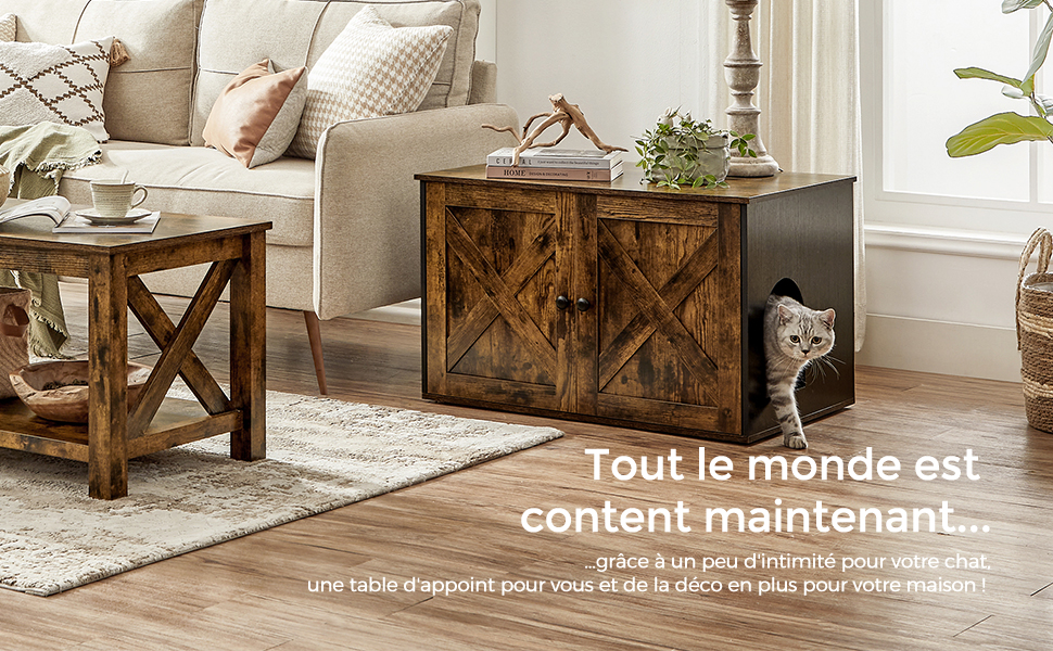 FEANDREA Maison De Toilette Pour Chats, Arbre Pour Chats, Marron Rustique Et Noir Par SONGMICS PCL002X02 12 FEANDREA Maison de Toilette pour Chats, Marron Rustique et Noir PCL002X02