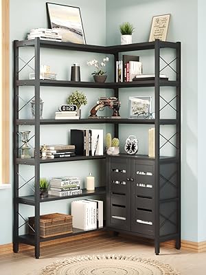 Amazon.com: Wildhome 6-Shelf Corner Bookshelf, Vintage