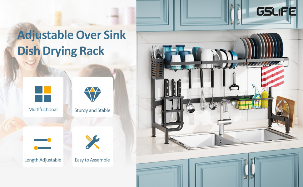GSlife Over The Sink Dish Rack and Dish Rack, Adjustable
