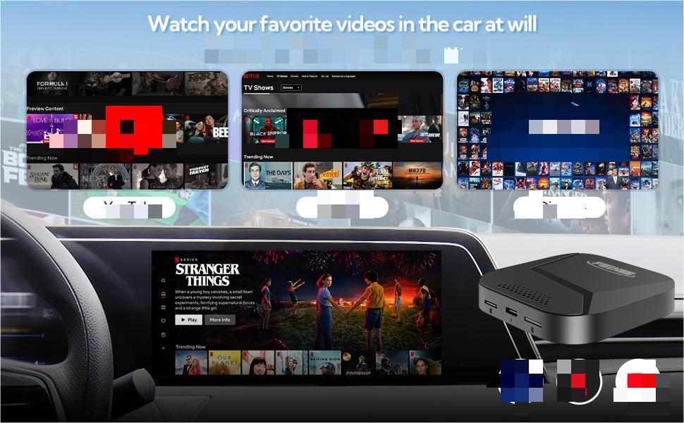 The Carplay AI Box's compact and convenient design features a clear SIM card, TF card, and Type-C slot, allowing for easy connectivity and storage expansion, all in the palm of your hand.