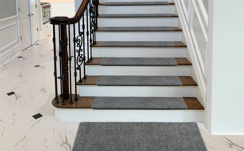 Gray Carpet Stair Treads