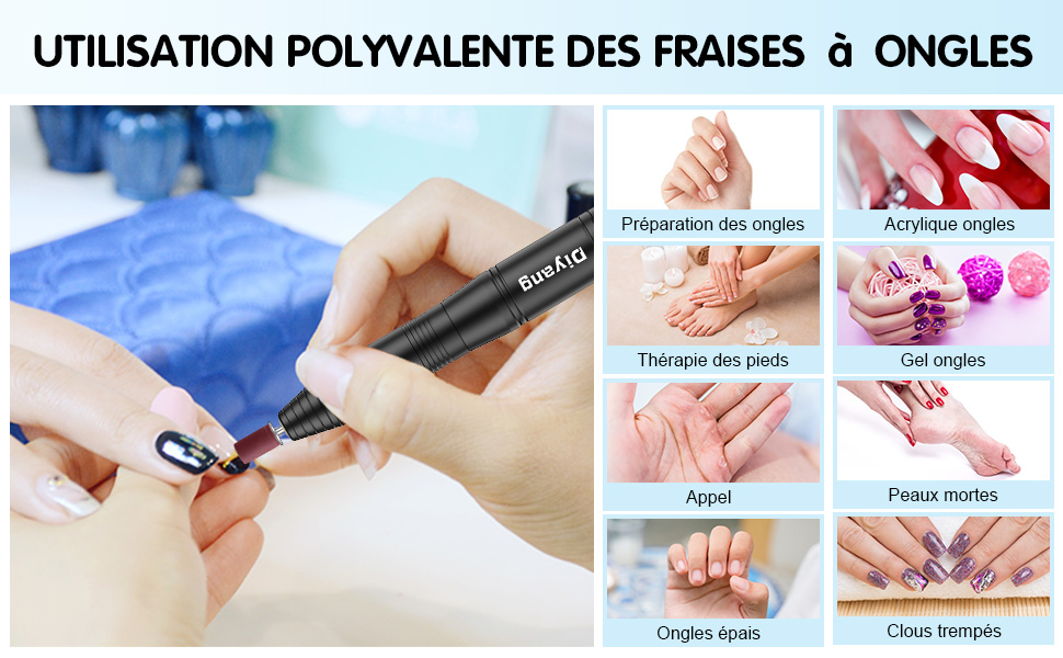  Ponceuse pour Ongle,Lime à Ongle Electrique 6 en 1 avec USB, Vitesse et Direction Réglables