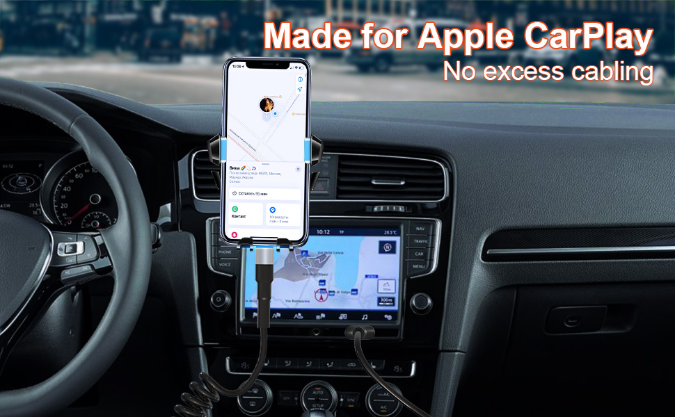 Coiled Lightning Cable Apple Carplay Compatible [Apple MFi Certified] Short USB to