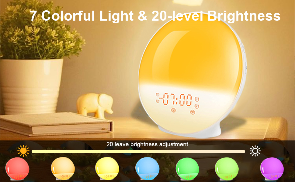 Wake Up Light Sunrise Alarm Clock for Heavy Sleepers, Bedroom, with