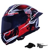 shamofeng Full Face Motorcycle Racing Street Bike Helmet with Cycling Glasses and Visor for Unise...