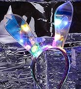 JONKY Led Bunny Ears Headband Light Up Rabbit Ear Headbands Glowing Hair Band Nightclub Party Cos...