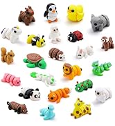 SCIONE 24 pcs Mini 3D Printed Animal Figurines, Flexible Articulated Fidget Toys, Cute Desk Decor...