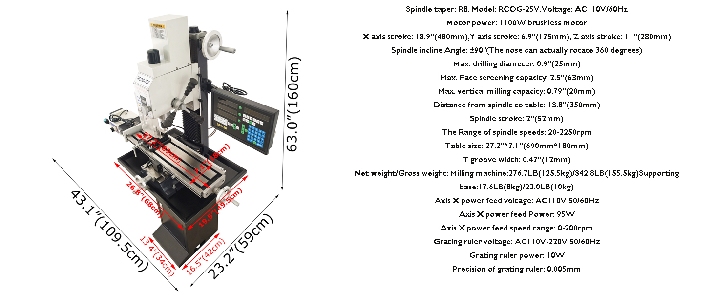 INTBUYING MIni Milling Drilling Machine Vertical R8 Mini Benchtop Mill