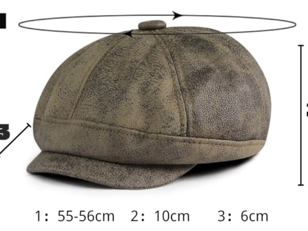Vintage Newsboy Hat Leather Flat Cap Octagonal Hat