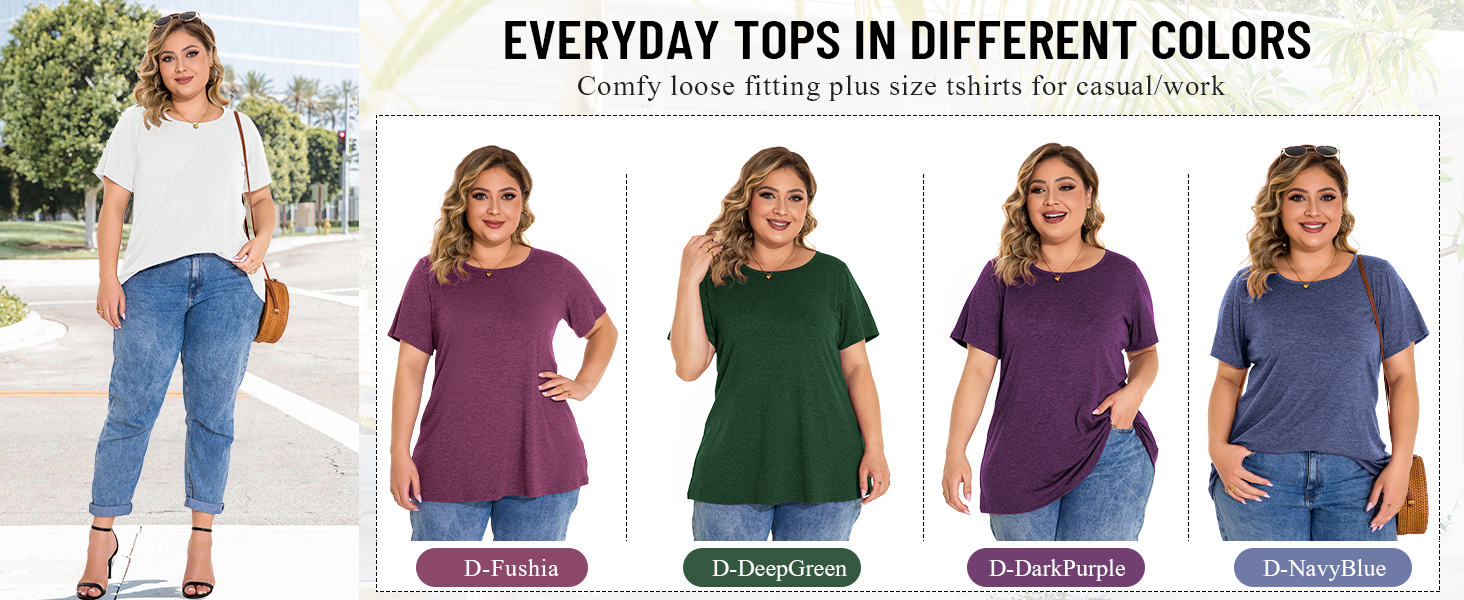 BELAROI Womens Plus Size Summer Tops Short Sleeve Casual Tshirts Tunic