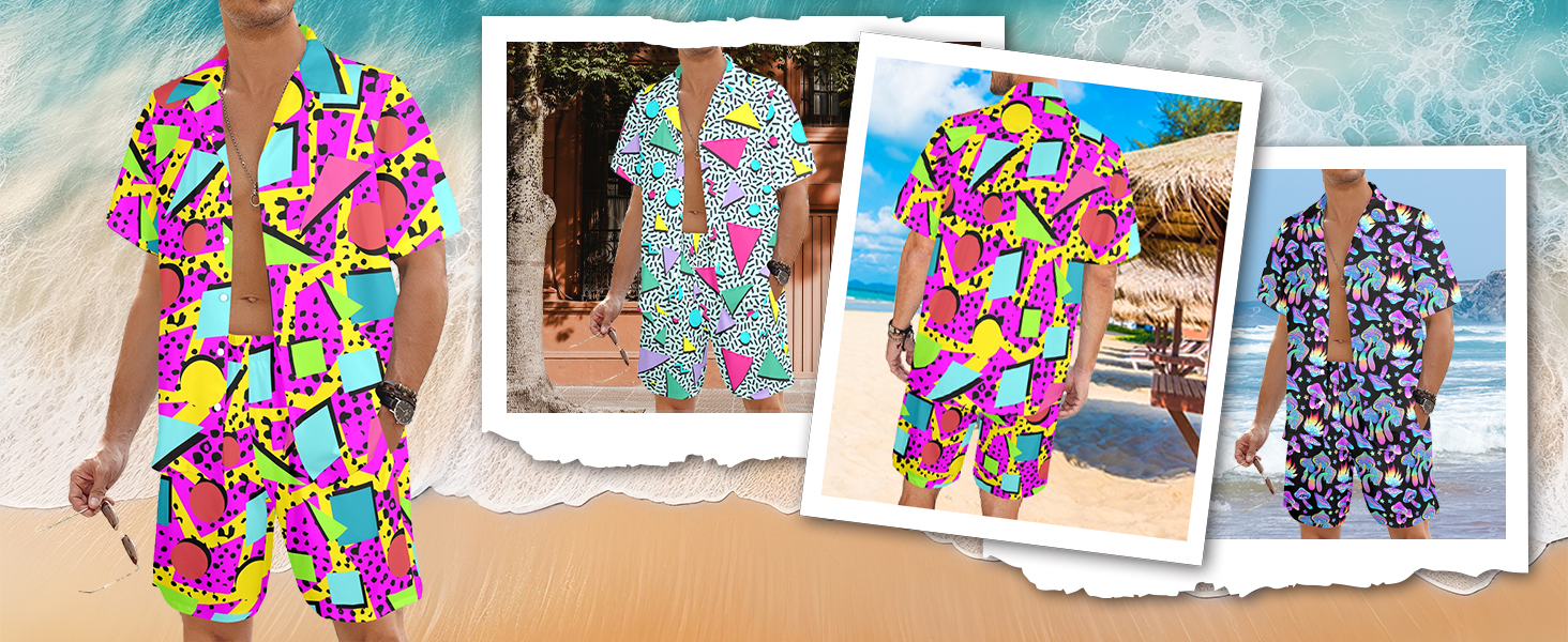Men Hawaiian Shirt and Shorts Set