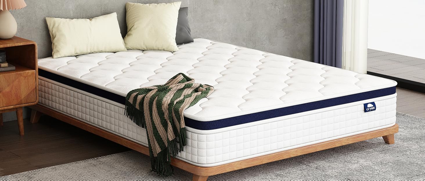 Full Size Mattress in A Box, Crystli 10 Inch Hybrid Mattress with Zero