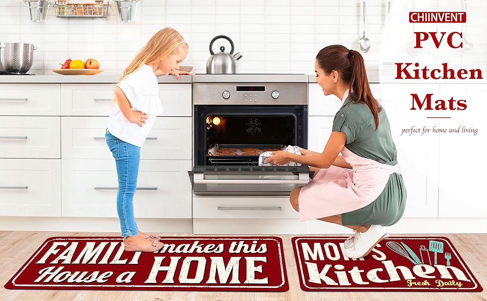 Red Kitchen Rugs Anti Fatigue Mats for Kitchen Floor
