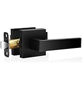 Matte Black Door Handles Interior Passage Door Levers Square Hall Closet Handles, Heavy Duty Inte...