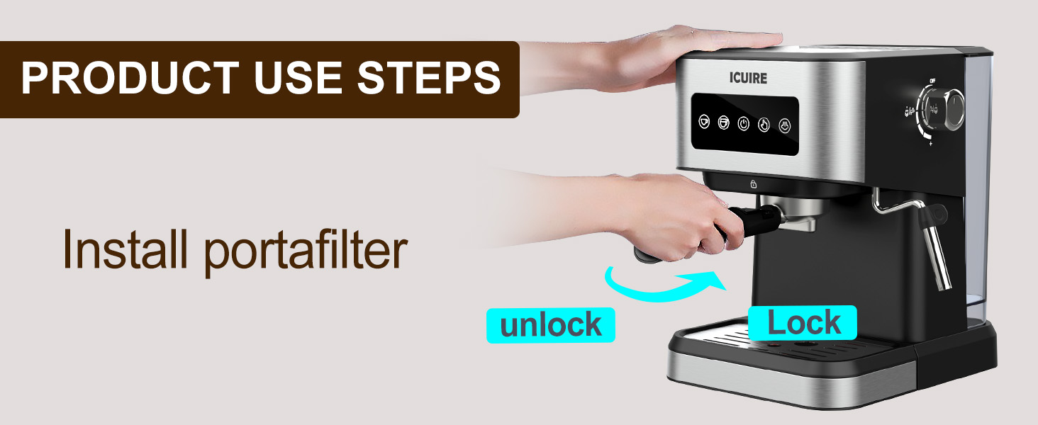 ICUIRE Espresso Machine with Milk Frother, 20 Bar Pump