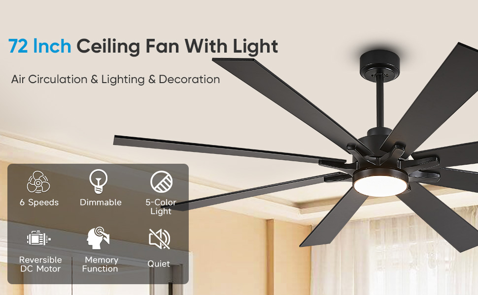 ◆jtwm◆ Amazon.com: YZEENM 72 Inch Large Ceiling Fan with Light and