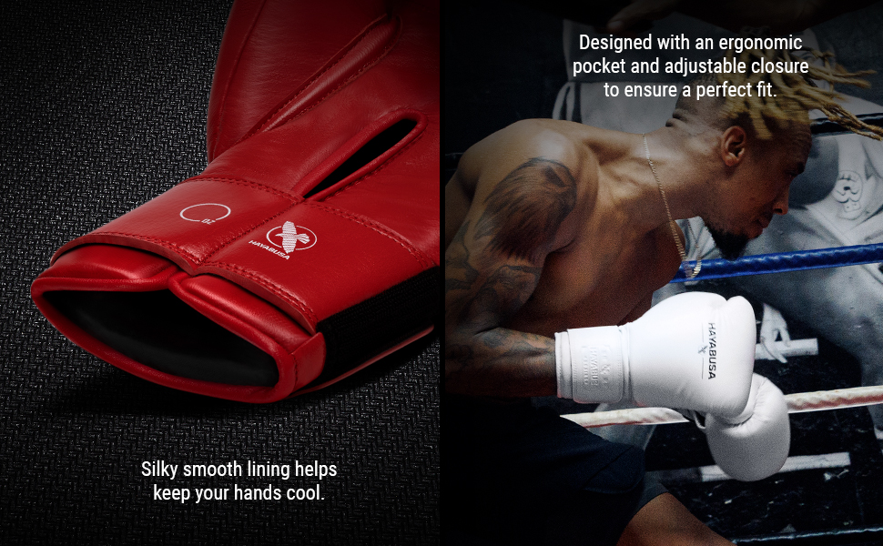 Hayabusa Leather Hook and Loop Boxing Gloves Lining and leather description