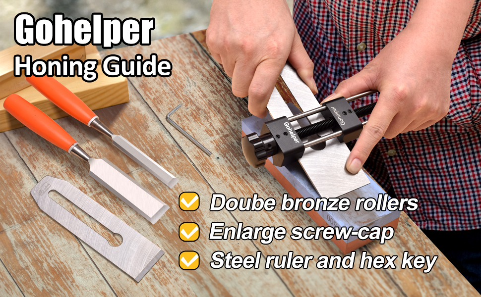 Honing Guide for Chisels and Planes with Two Bronze Rollers, Chisel