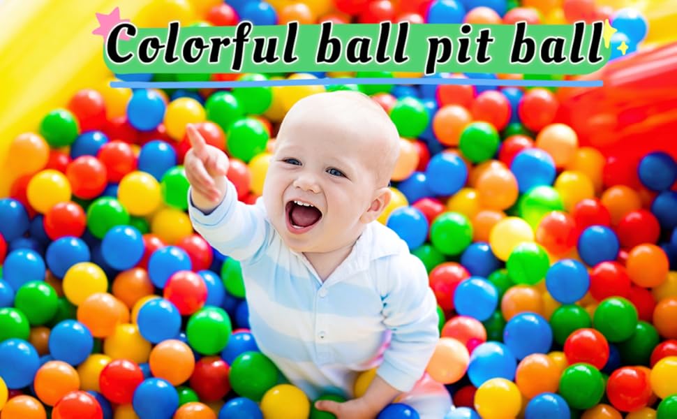 Ball Pit Balls 50 Count Play Balls for Kids Ball Pits, Rainbow Plastic Crush Proof