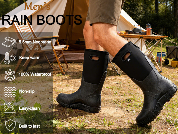 Amazon.com | WTW Men's Rain Boots Neoprene - Waterproof