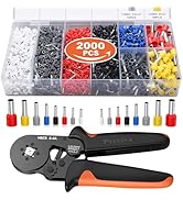 Ferrule Crimping Tool Kit with 2000PCS Wire Connectors, Preciva AWG23-7 Self-Adjustable Ratchet W...