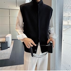 Amazon | [AOLIPT]ニットベスト メンズ セーター タートルネック