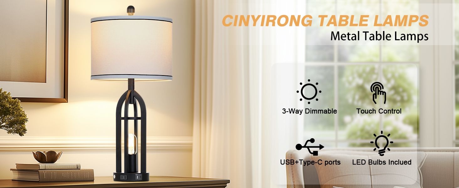 27" Tall Vintage Table Lamp with USB C+A... 11 Tall Vintage Table Lamp