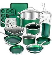 Conjunto de panelas e frigideiras de granitestone - 20 peças conjuntos de panelas de cozinha e frigideiras para conjunto de cozinha antiaderente...