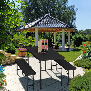 mesa plegable con sillas